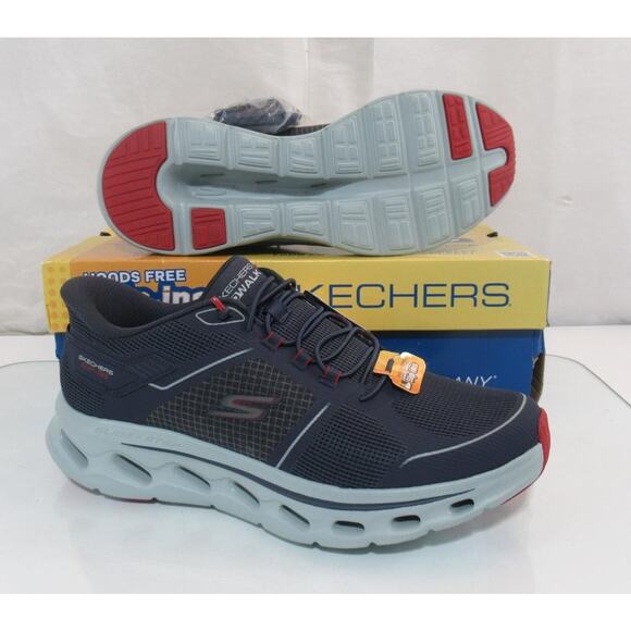 Men\'s Skechers Slip Ins Go Walk Glide Step 2.0 Zalor Sneakers Navy / Red 10.5